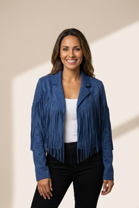 Fringe Trim Suede Jacket for Women with practical styling and dependable silhouette control.
