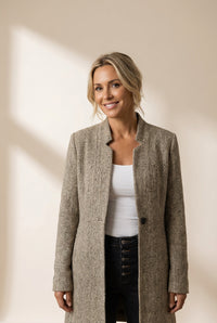 Women's Herringbone Tweed Longline Open-Front Jacket made for easy styling and wardrobe coordination, with premium-like structure and finish.
