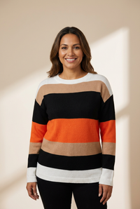 Women's Horizontal Striped Knit Sweater in Sweaters
