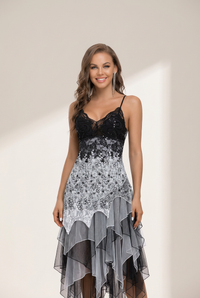Women's Floral Lace and Layered Tulle Handkerchief Midi Dress with practical styling and dependable silhouette control.