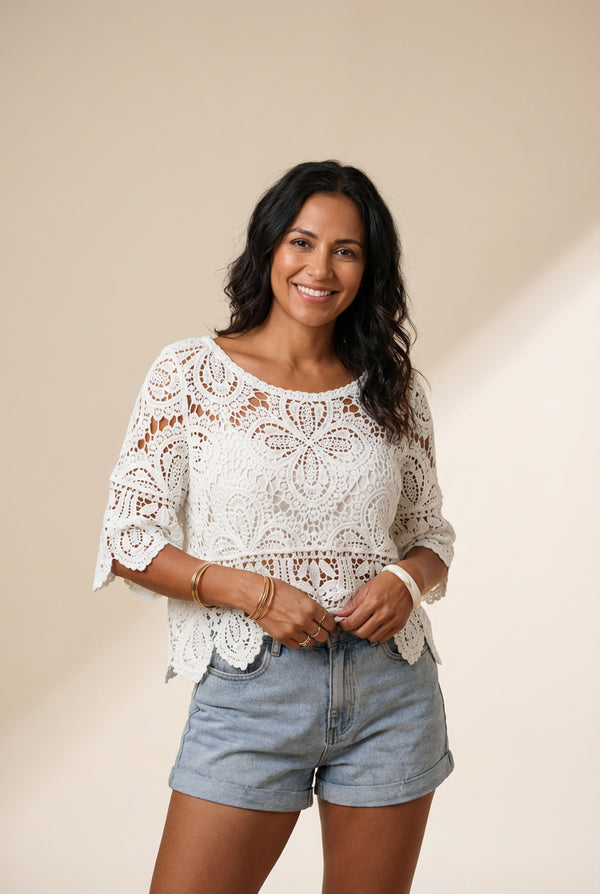 Women's Lightweight Crochet Top made for easy styling and wardrobe coordination, with premium-like structure and finish.