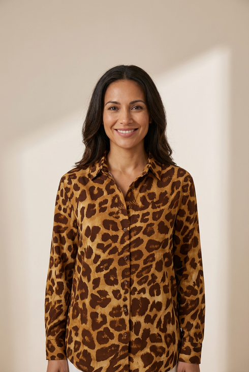 Women's Long Sleeve Leopard Shirt in Blouses & Shirts