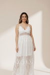 Women's Embroidered Lace Spaghetti Strap Maxi Dress