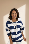 Striped Knot Detail Long Sleeve Hoodies