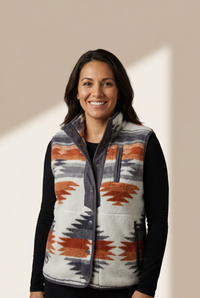 Women's Multicolor Fuzzy Aztec Western Fashion Vest Jacket