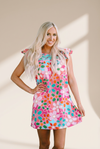 Women's Southern Belle Floral Print Ruffle Sleeve Mini Dress