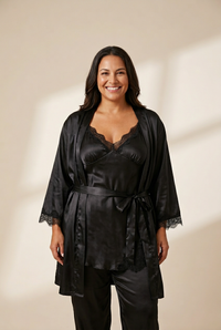 5-Piece Silk-Feel Satin Pajama Set with Lace with practical styling and dependable silhouette control.