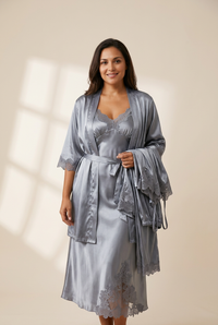 5-Piece Silk-Feel Satin Pajama Set with Lace with practical styling and dependable silhouette control.