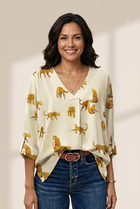Leopard Print Button-Down Blouse with practical styling and dependable silhouette control.
