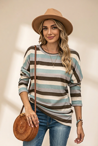 Women's Horizontal Striped Knit Sweater in Sweaters