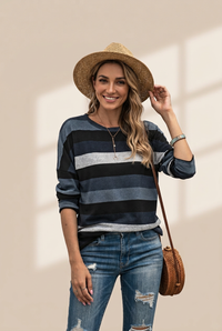 Women's Horizontal Striped Knit Sweater in Sweaters