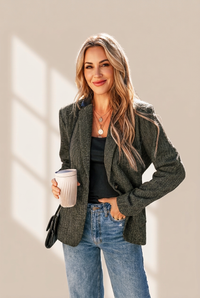 Women's Double-breasted White Blazer and Pants Set