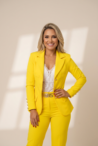 Women's Double-breasted White Blazer and Pants Set