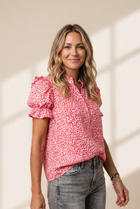 Women's Layered Plaid Short Sleeve V-Neck Lotus Leaf Blouses
