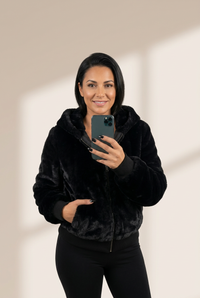 Women's Plush Hooded Pocket Zipper Coat