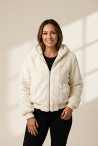 Women's Plush Hooded Pocket Zipper Coat