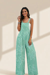 Women's Casual V-Neck Jumpsuit with Letter Print and Knotted Detail