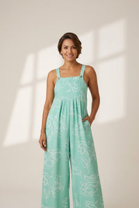 Women's Casual V-Neck Jumpsuit with Letter Print and Knotted Detail