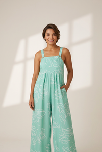 Women's Casual V-Neck Jumpsuit with Letter Print and Knotted Detail