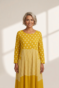 Women's Polka Dot Long Sleeve Dress with Round Neck and Pockets, photo 6