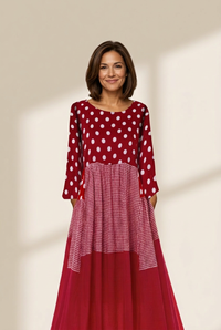 Women's Polka Dot Long Sleeve Dress with Round Neck and Pockets, photo 7