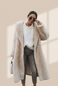 Women's Casual Solid Color Plush Medium Long Coat, photo 6