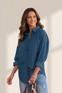 Women's Fashion Style Button Lantern Long Sleeve Blouse