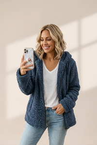 Women's Chic and Modern Women's Sherpa Teddy Coat Zip-Up Hoodie for Daily Fall Wardrobe with practical styling and dependable silhouette control.