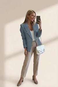 Women's V-Neck Double Breasted Solid Coat Dress