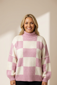 Women's Plus Size Geometric Print Cold Shoulder Turtle Neck Sweater