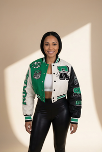 Women's Plus Size Colorblock Varsity Jacket in Plus Size Outerwear