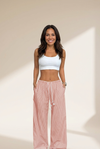 Women's Pink Vertical Stripe Wide-Leg Lounge Pants | MsDressly