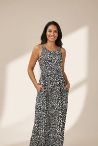 Women's Round Neck Sleeveless Polka Dot Print Dress