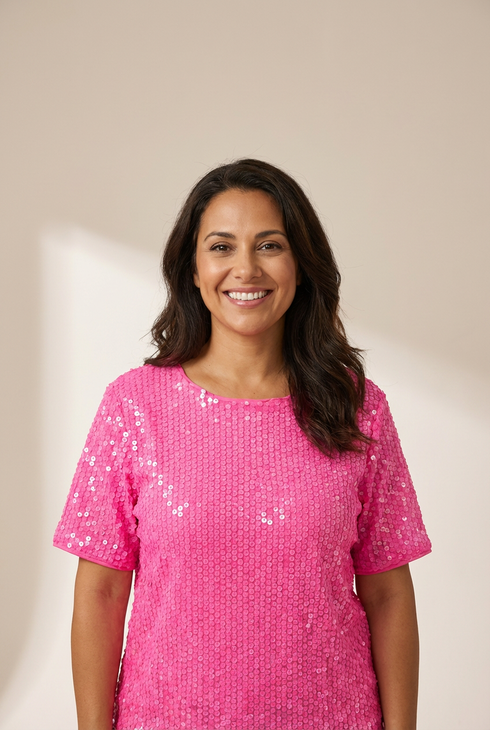 Sequin T-Shirt with practical styling and dependable silhouette control.