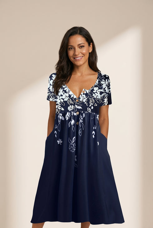 Short Sleeve Dress with Pockets with practical styling and dependable silhouette control.