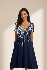 Short Sleeve Dress with Pockets with practical styling and dependable silhouette control.