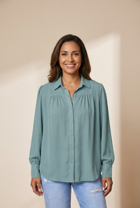 Women's Single Breasted Women'S Loose Solid Color Blouse With Cardigan Sleeves
