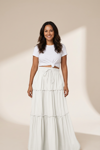 Women's Elegant Pleated Chiffon Long Skirt With Ruffle Hem