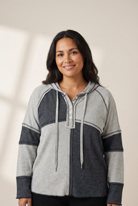 Striped and Color Block Henley Shirt with practical styling and dependable silhouette control.