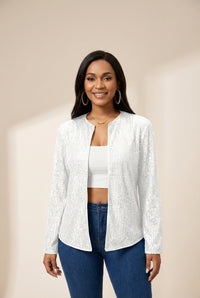 Sequined Open-Front Evening Blazer Jacket