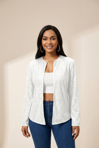 Sequined Open-Front Evening Blazer Jacket