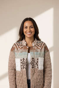 women's stylish women's earth tone aztec quilted jacket - cozy layer for fall and winter casual outings with practical styling and dependable
