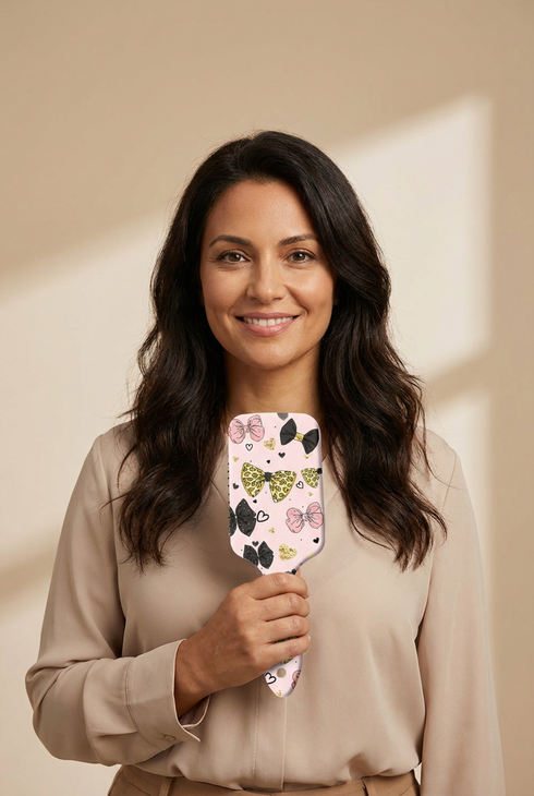 Women's Pink Leopard and Bow Print Detangling Paddle Hair Brush with practical styling and dependable silhouette control.