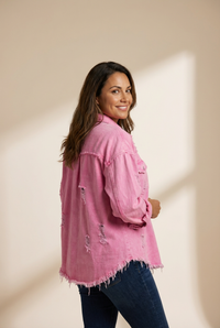 Women's Vintage Washed Denim Jacket in Denim jackets