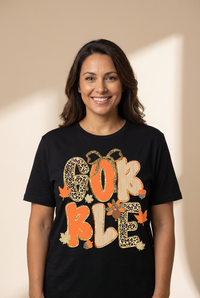 Women's Black Gobble Leopard Print Holiday Graphic Tee