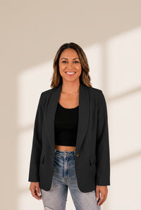 Women's Tailored Notch Lapel Single-Button Professional Blazer