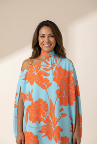 Women's Floral Print Halter Batwing Sleeve Women's Blouse for Summer