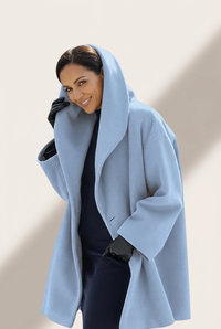 Women's Loose Solid Button Hooded Woolen Coat