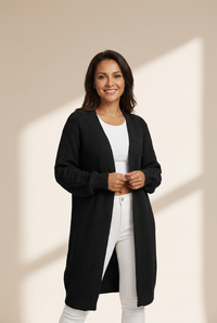Women's Open-Front Cable Knit Longline Cardigan Coat