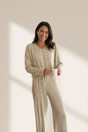 Women's Jet Stream 3D Ribbed V-Neck Lounge Set and Wide-Leg Pants with practical styling and dependable silhouette control.